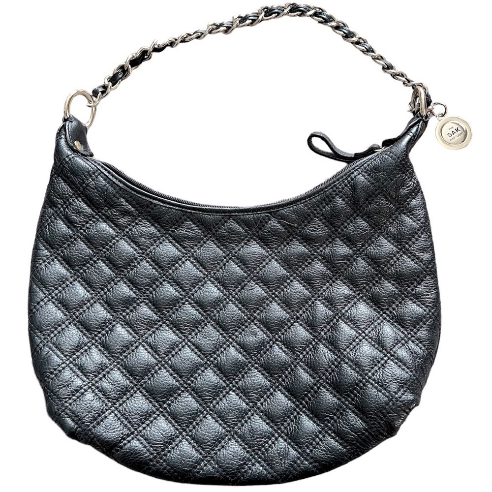 The Sak Pink Label Quilted Chain Strap Shoulder Purse in Black